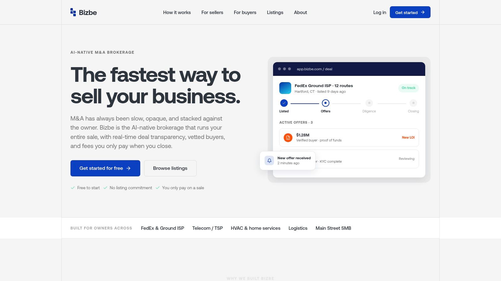 Screenshot from https://bizbe.com